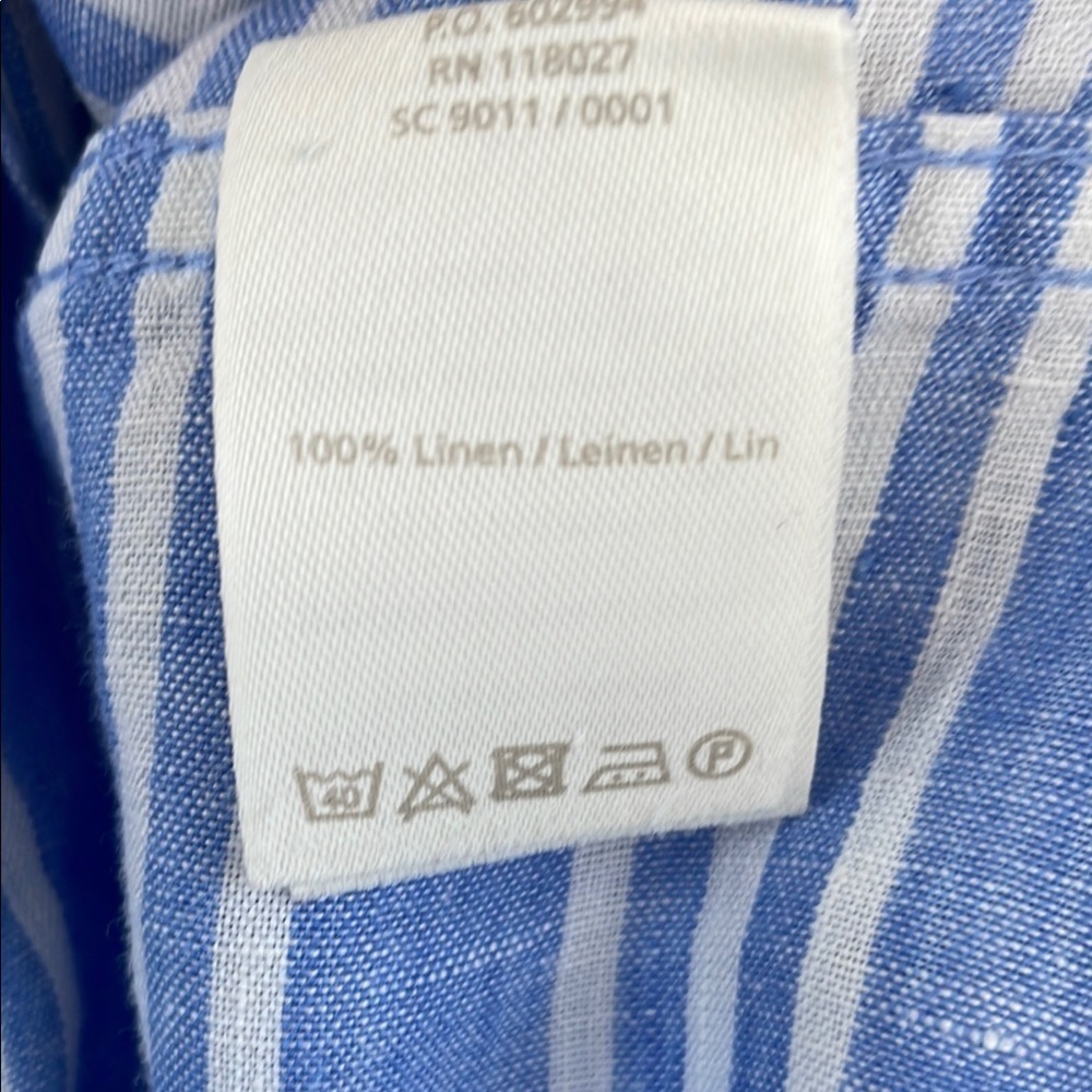 Boden Women’s Blue and White Striped Casual Linen Shirt Size 12 - Picture 7 of 14
